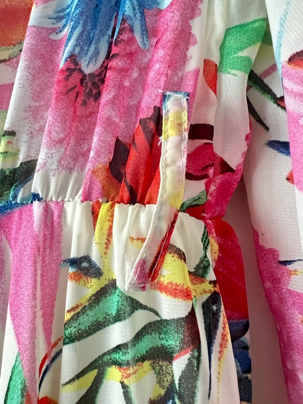 HAODUOYI Floral Wrap Maxi Dress in Cream, Pink and Blue - Picture 10 of 14